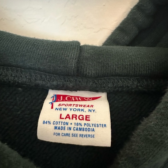 J. Crew Heritage 14 oz. Fleece Hoodie, Dark Forest, Large - Picture 2 of 3